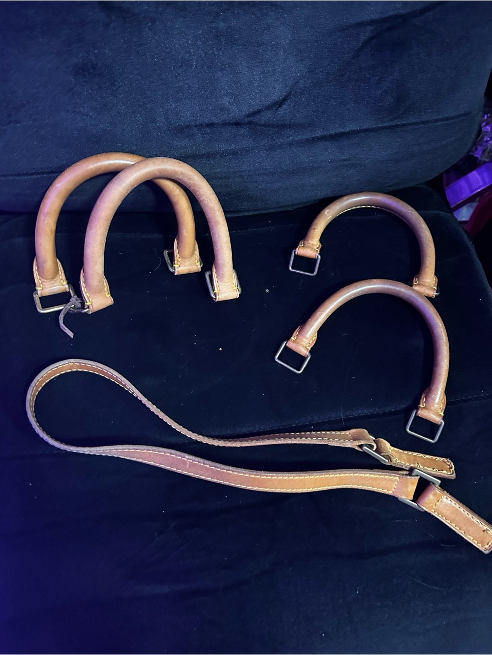 Detachable Leather Handbag Handles and Shoulder Strap - Brown